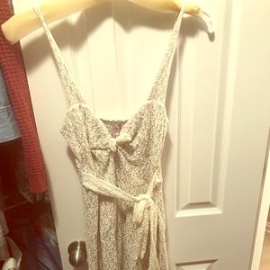 FP Romantic white and grey lace mini dress